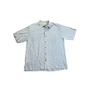 Tommy Bahama Men's Baby Blue Silk Short Sleeve Button Front Shirt Sz Medium‎ M